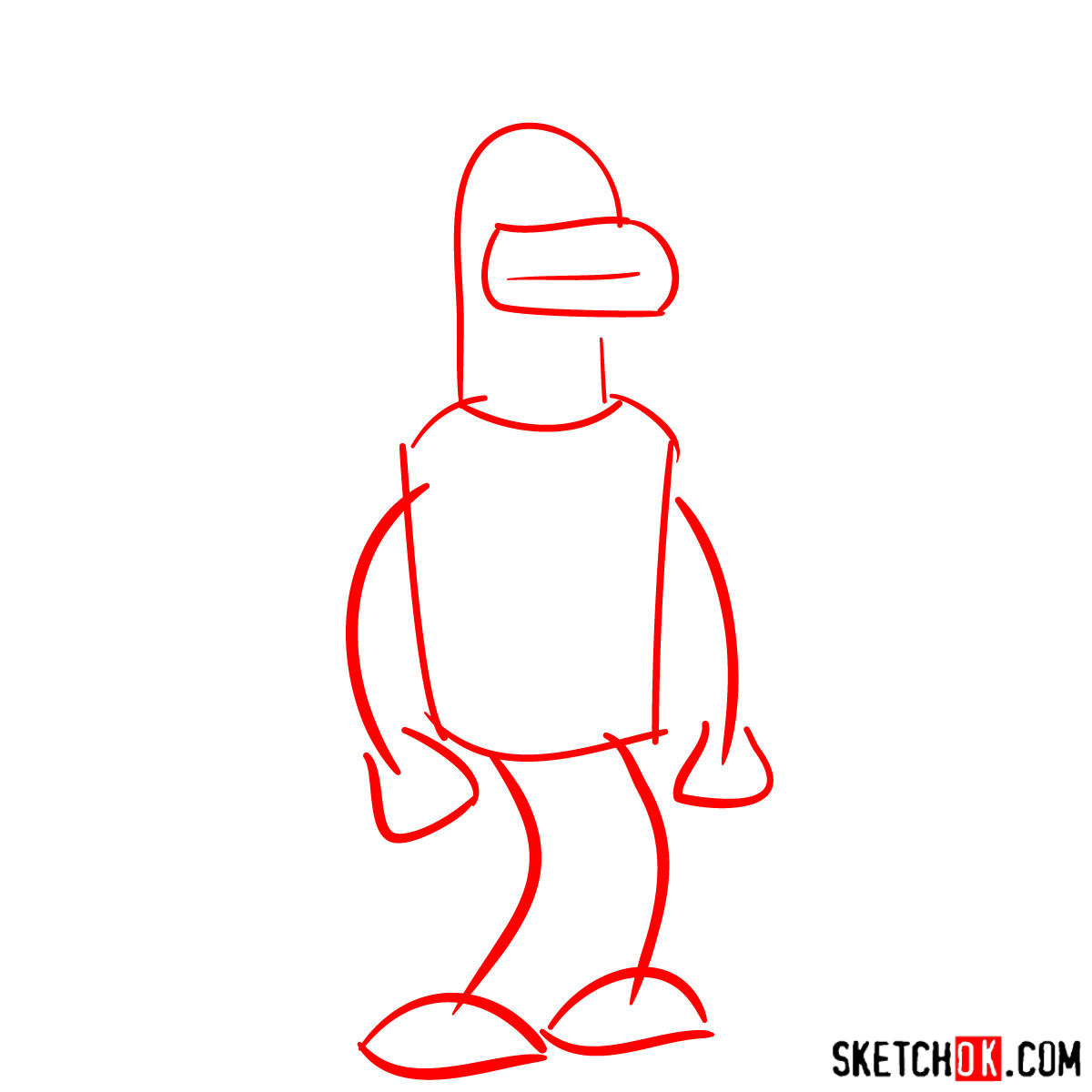How to draw Bender Rodríguez - step 01